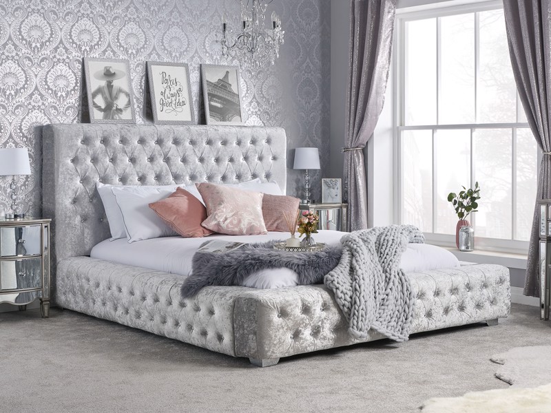 Land Of Beds Majesty Silver Grey Fabric Bed Frame