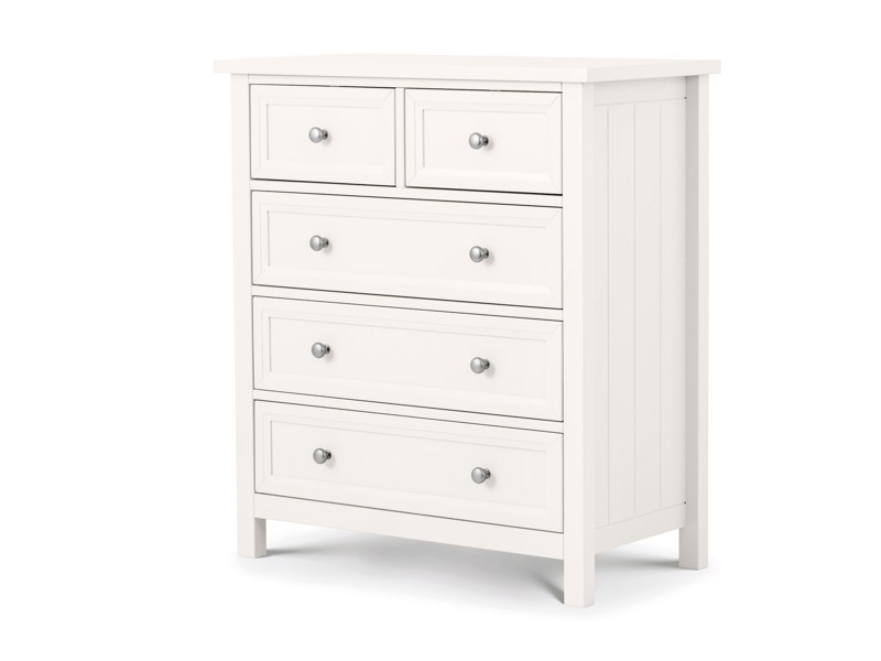 Land Of Beds Bellatrix Surf White 3 and 2 Drawer Chest of Drawers