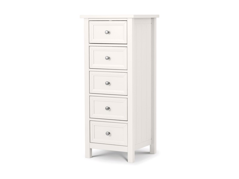 Land Of Beds Bellatrix Surf White 5 Drawer Tall Chest of Drawers