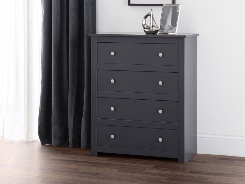 Land Of Beds Farrow Anthracite 4 Drawer Chest of Drawers