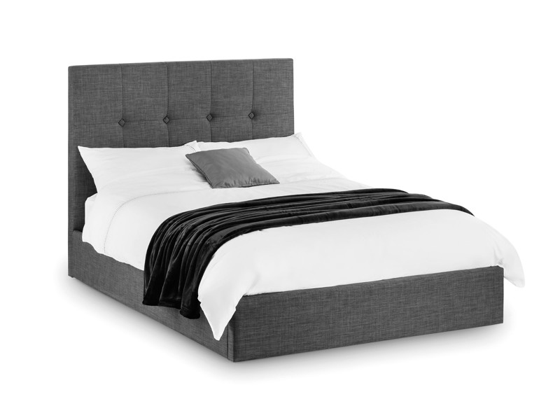 Land Of Beds Seren Slate Grey Fabric Double Ottoman Bed