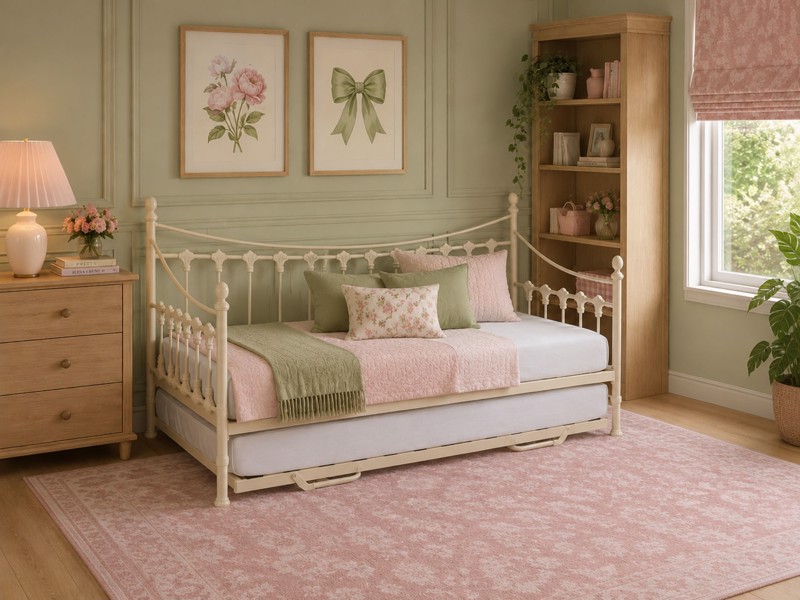 Land Of Beds Naya White Metal Guest Bed