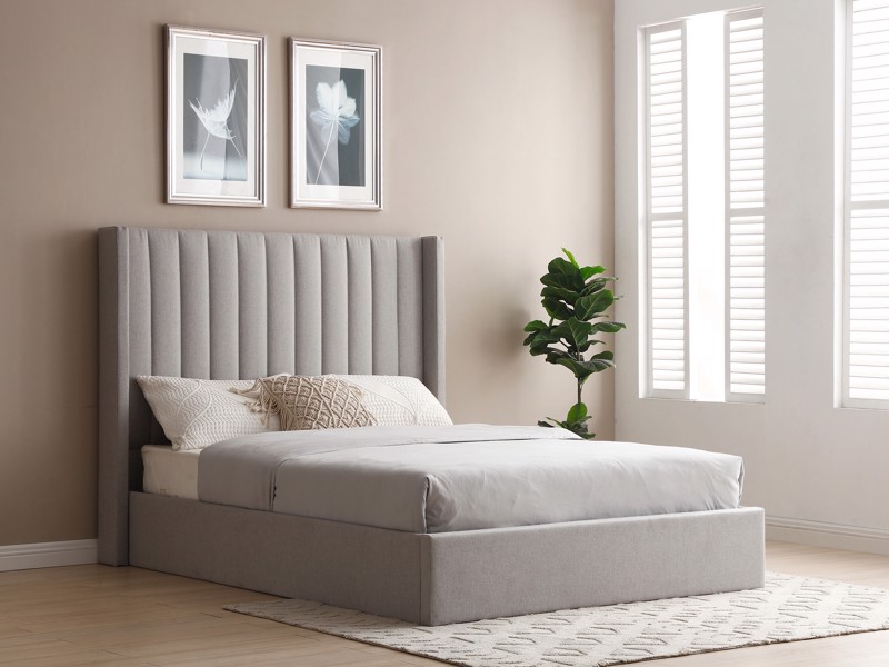 Land Of Beds Havana Light Grey Fabric Ottoman Bed