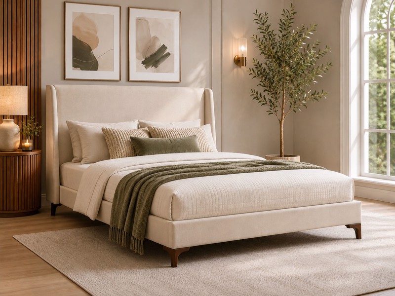 Land Of Beds Eden Beige Fabric King Size Bed Frame