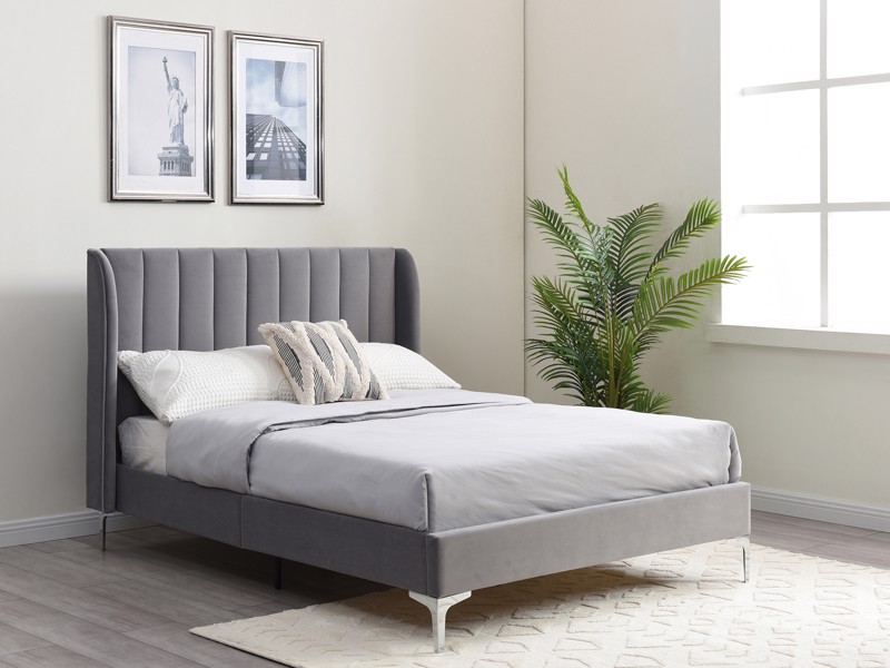 Land Of Beds Vienna Dark Grey Fabric Double Bed Frame