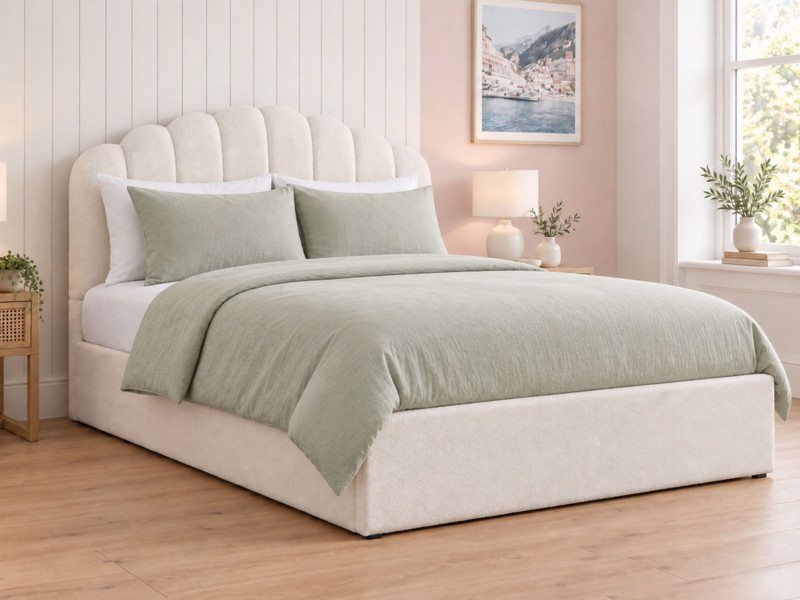 Land Of Beds Milan White Fabric Ottoman Bed