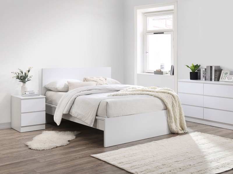 Land Of Beds Sintra White Wooden Double Bed Frame