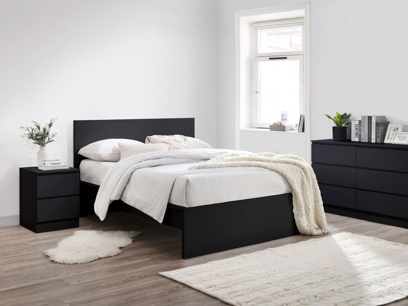 Land Of Beds Sintra Black Wooden Double Bed Frame