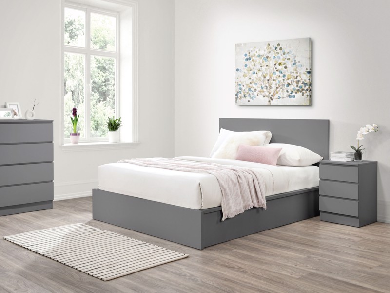 Land Of Beds Sintra Grey Wooden Ottoman Bed