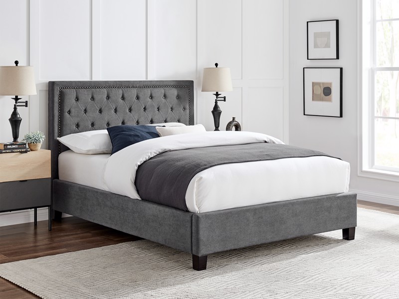 Land Of Beds Carina Dark Grey Fabric Double Bed Frame