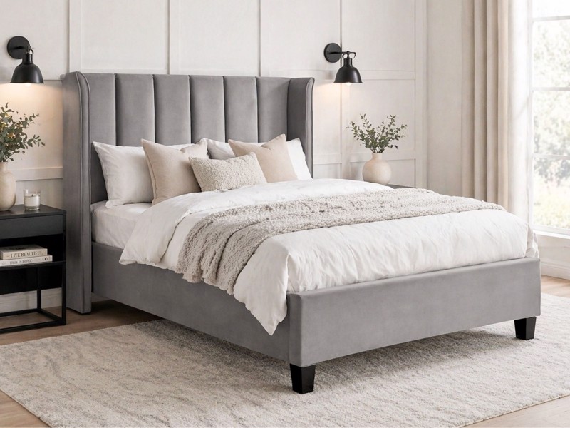 Land Of Beds Brimsley Silver Grey Fabric Bed Frame