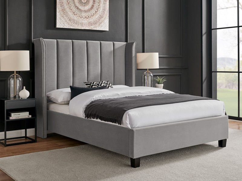 Land Of Beds Brimsley Silver Grey Fabric King Size Bed Frame