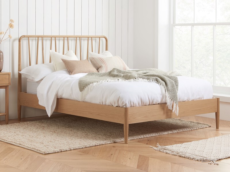 Land Of Beds Helsinki Natural Finish Wooden Double Bed Frame