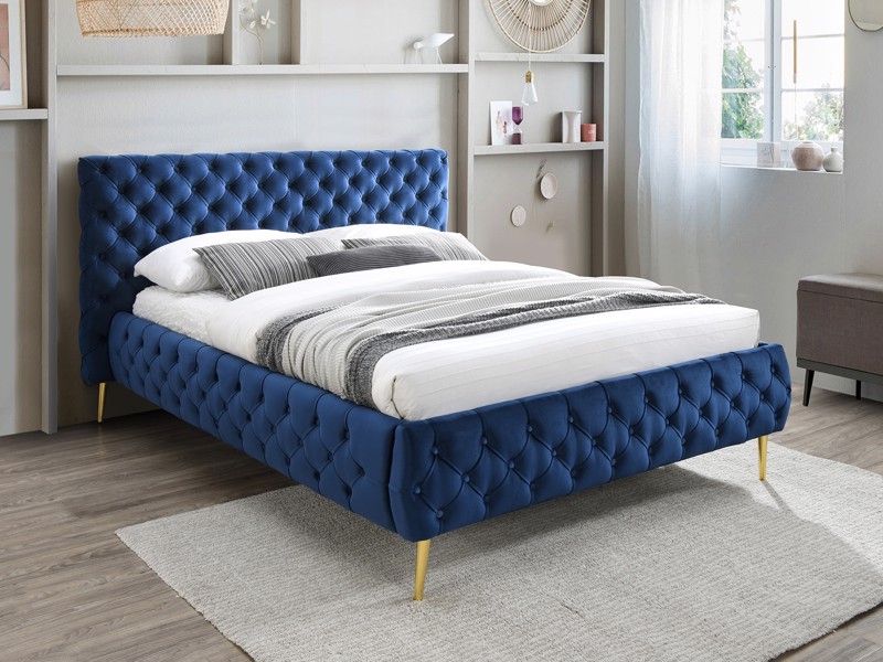 Land Of Beds Cynthia Blue Fabric Bed Frame