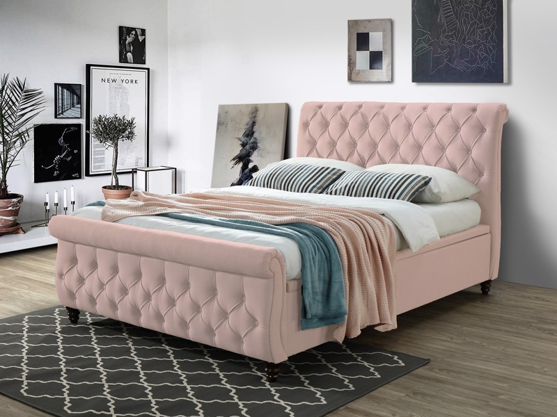 Land Of Beds Serena Pink Ottoman Bed