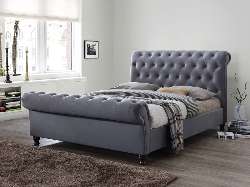 Land Of Beds Helena Grey Fabric Bed Frame