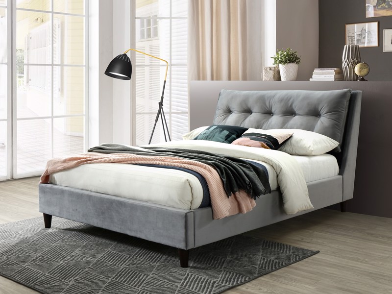 Land Of Beds Aurora Grey Fabric Double Bed Frame