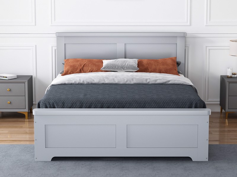 Land Of Beds Winton Fixed Drawer Grey Wooden Double Bed Frame