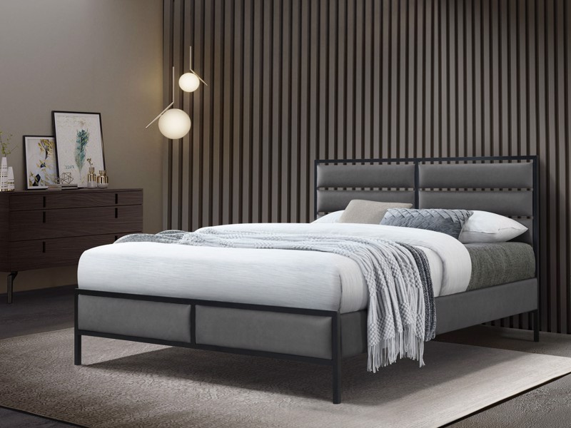 Land Of Beds Dawson Grey Fabric Double Bed Frame