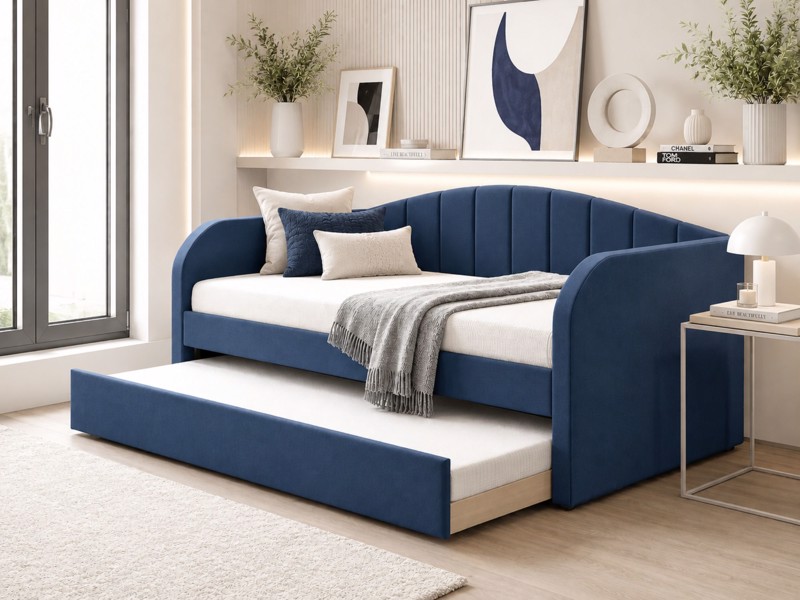 Land Of Beds Penny Blue Fabric Day Bed
