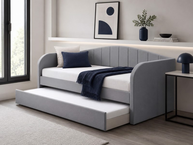 Land Of Beds Penny Grey Fabric Day Bed