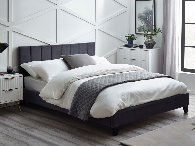 Land Of Beds Peony Grey Fabric Bed Frame