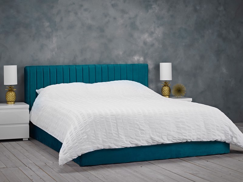 Land Of Beds Mia Teal Fabric Double Ottoman Bed