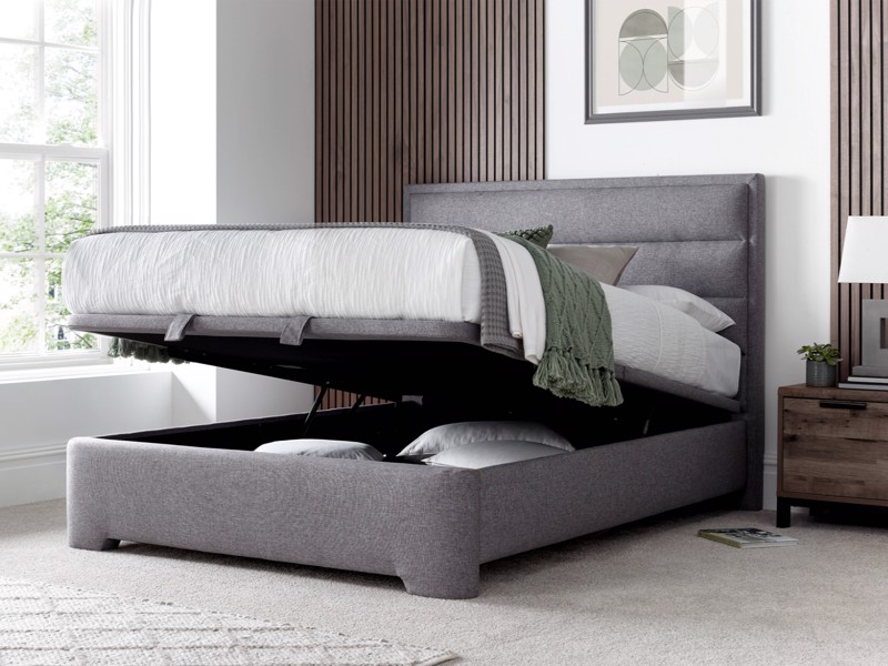 Land Of Beds Taylor Marbella Grey Fabric King Size Ottoman Bed