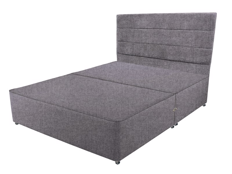 Sleepeezee Super King Size - CLEARANCE STOCK - Tweed Grey Lavender Headboard and Ashford Deluxe Bed Base