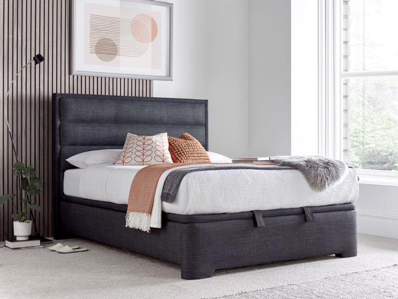 Land Of Beds Taylor Slate Fabric Ottoman Bed