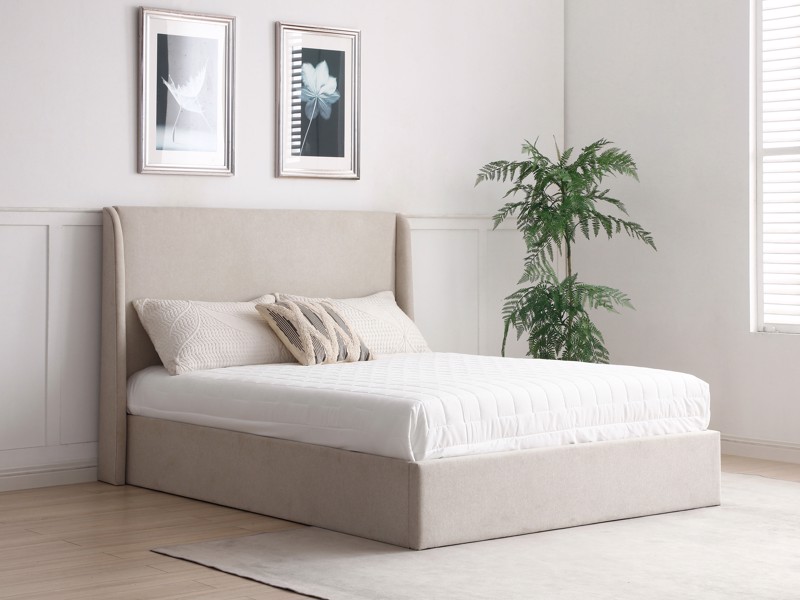Land Of Beds Eden Beige Fabric Ottoman Bed
