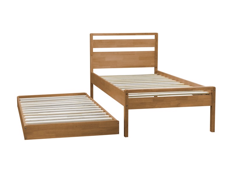 Land Of Beds Verona Oak Finish Wooden Single Guest Bed