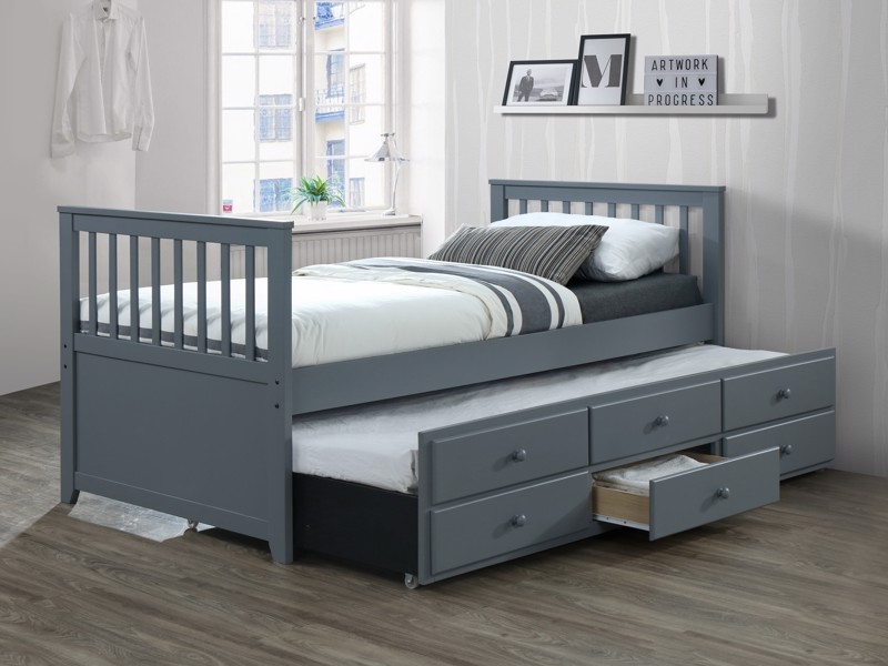 Land Of Beds Sorrento Grey Wooden Single Guest Bed