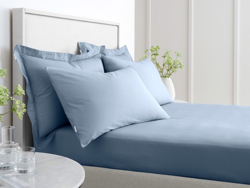 Bianca Fine Linens Cotton Blue Pair of Standard Pillowcases
