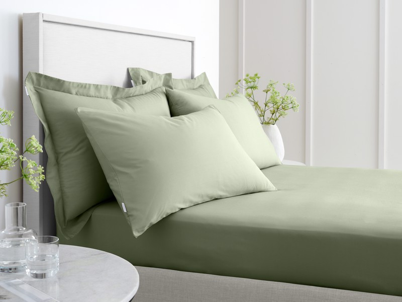 Bianca Fine Linens Cotton Sage Pair of Oxford Pillowcases