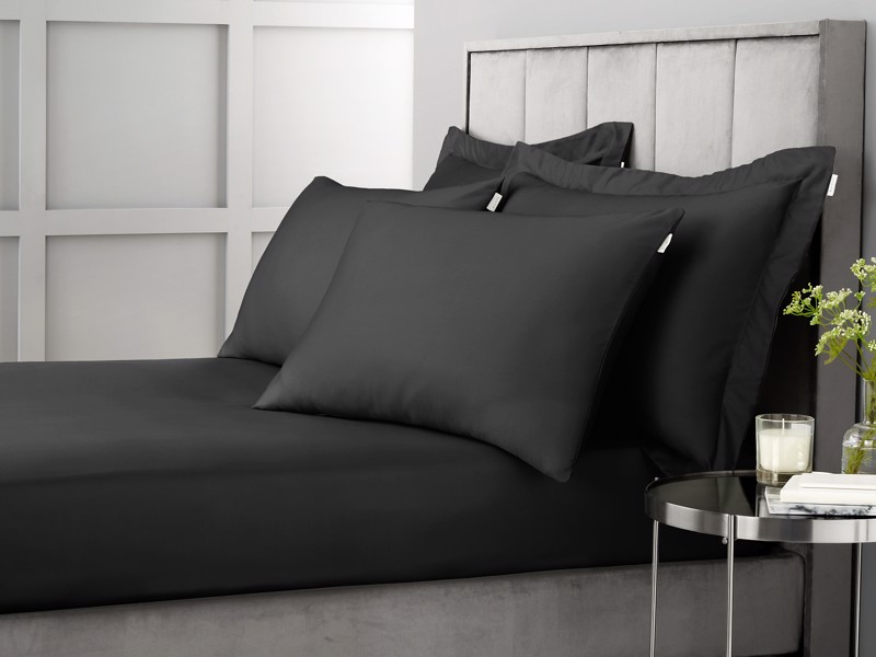 Bianca Fine Linens Cotton Sateen Black Pair of Oxford Pillowcases