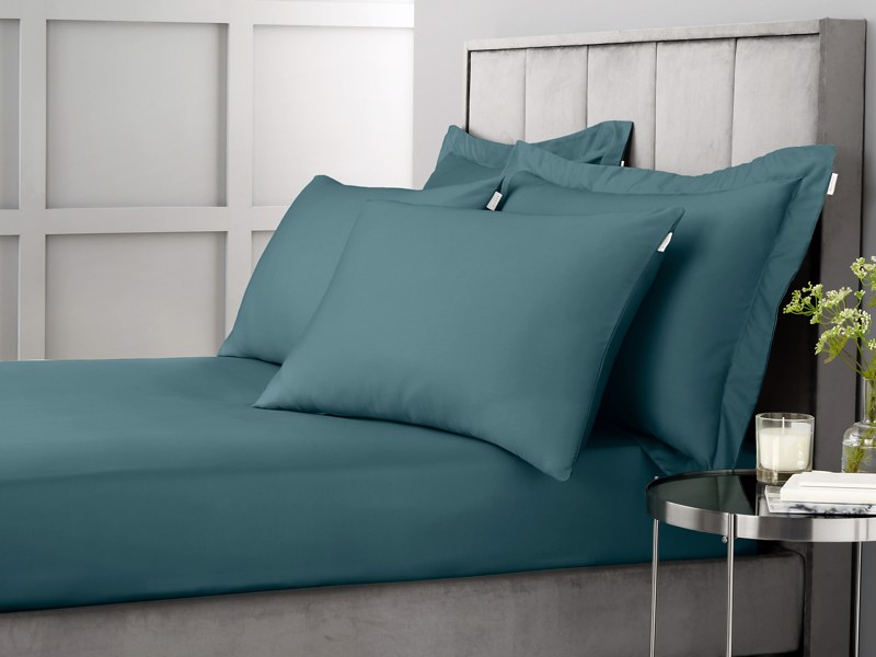 Bianca Fine Linens Cotton Sateen Teal Pair of Standard Pillowcases