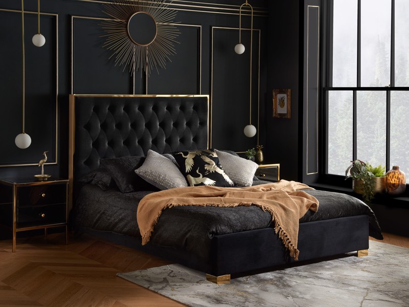 Land Of Beds Maya Black Fabric Bed Frame