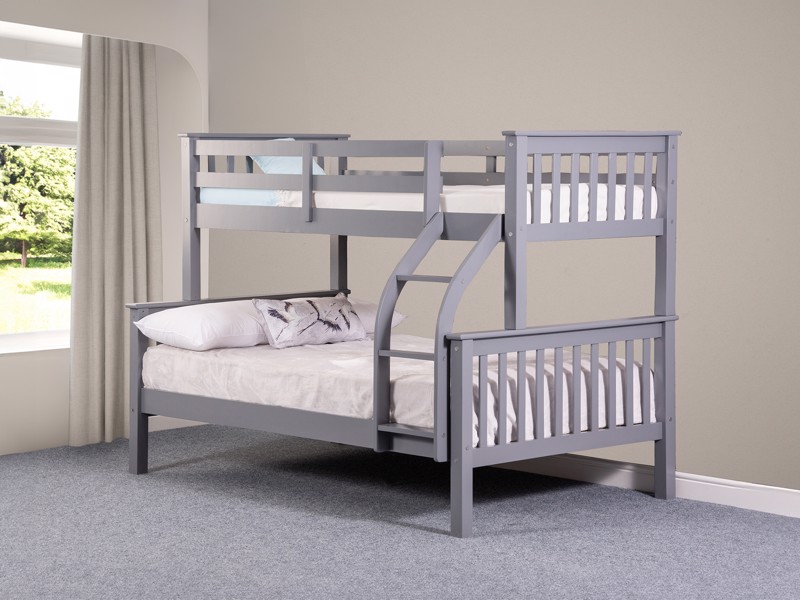 Land Of Beds Orwell Grey Wooden Small Double Bunk Bed
