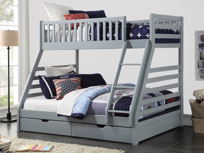 Land Of Beds Nocturne Grey Wooden Double Bunk Bed