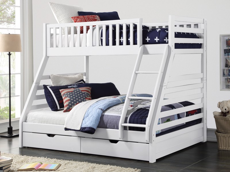 Land Of Beds Nocturne White Wooden Double Bunk Bed