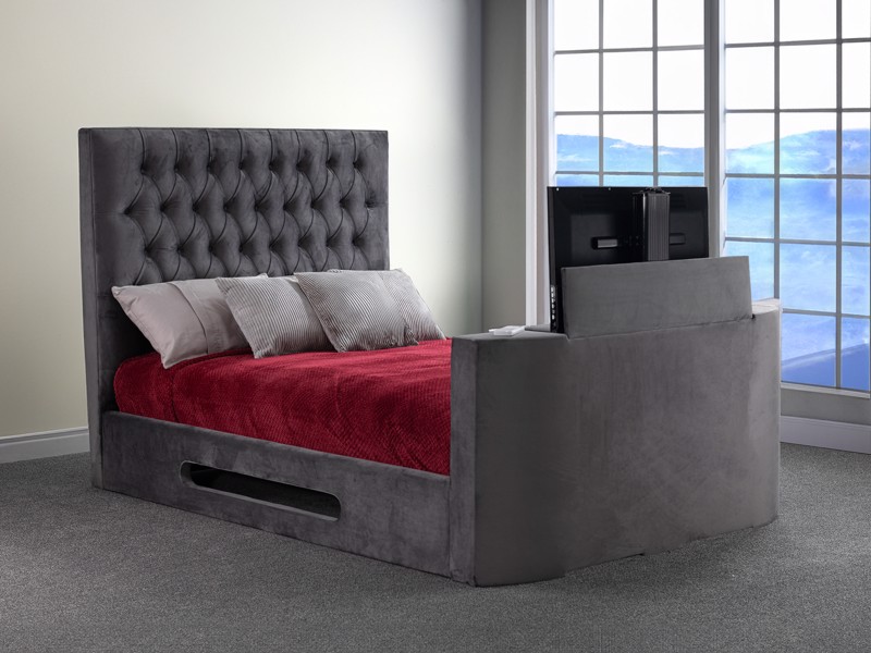Land Of Beds Carroll Fabric Super King Size TV Bed