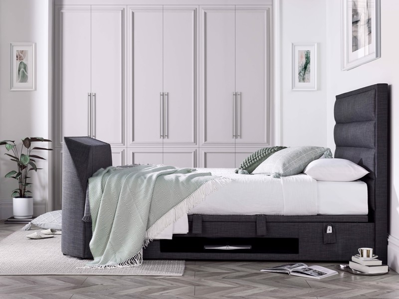 Land Of Beds Taylor Slate Fabric TV Ottoman Bed