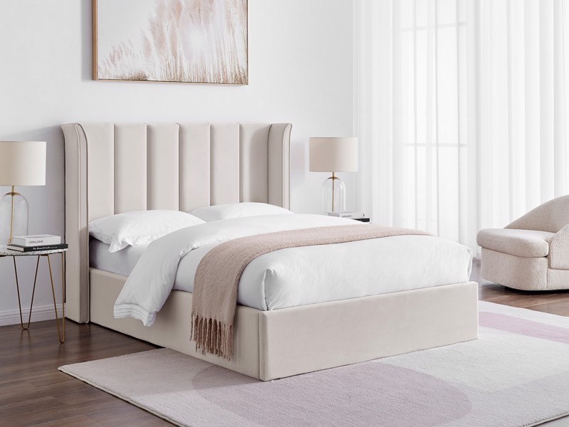 Land Of Beds Brimsley Natural Fabric King Size Ottoman Bed