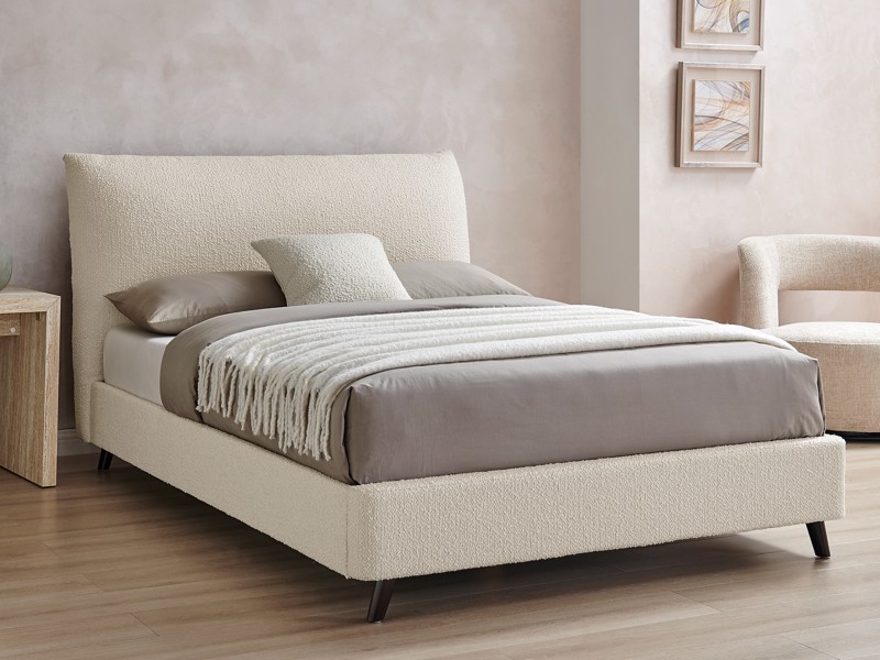 Land Of Beds Daphne Ivory Fabric Double Bed Frame