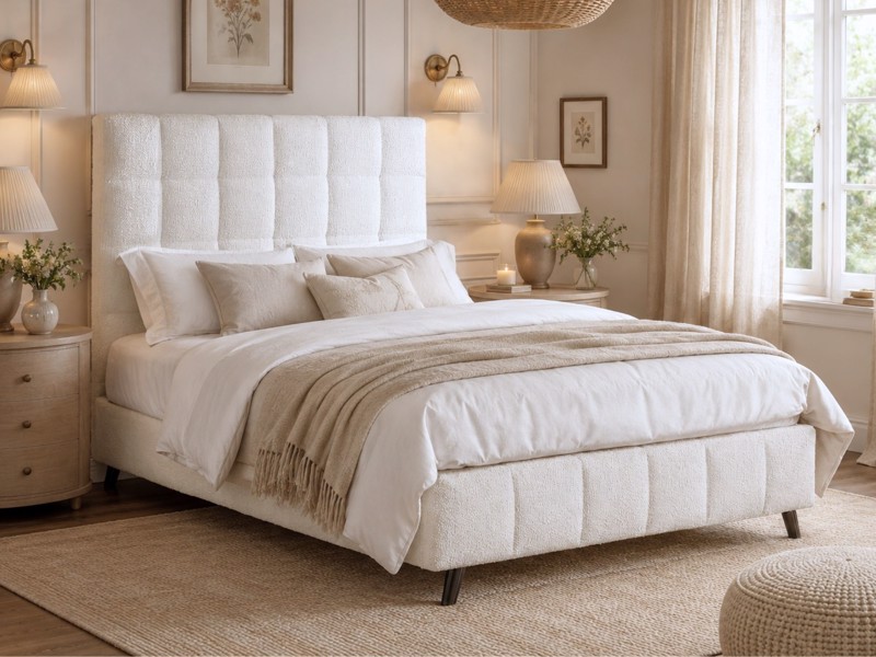 Land Of Beds Eloise Ivory Fabric Bed Frame
