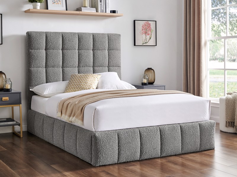 Land Of Beds Eloise Dove Grey Fabric King Size Ottoman Bed