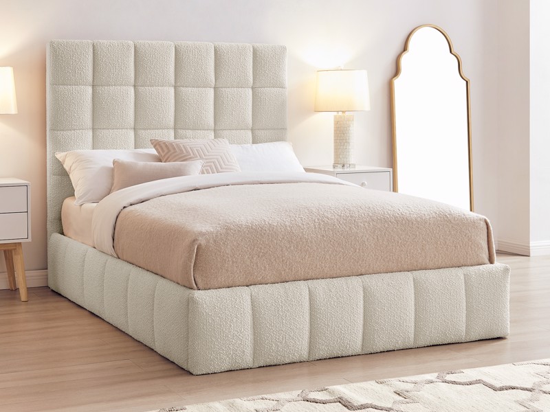 Land Of Beds Eloise Ivory Fabric Ottoman Bed