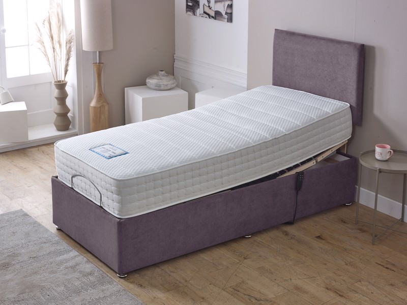 Adjust-A-Bed Super King Size - CLEARANCE STOCK - Victoria Lilac Repton Headboard with Gel Flex 1000 Adjustable Bed