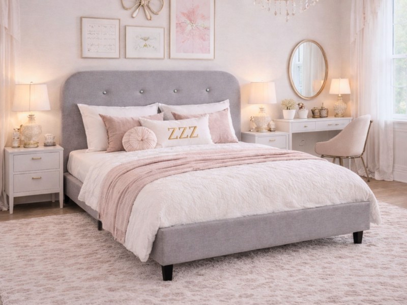 Breasley Loft Grey Fabric Double Bed Frame